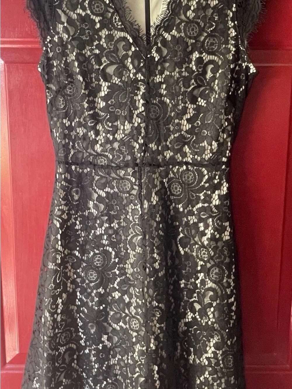 H&M Black Lace V-Neck Midi Dress